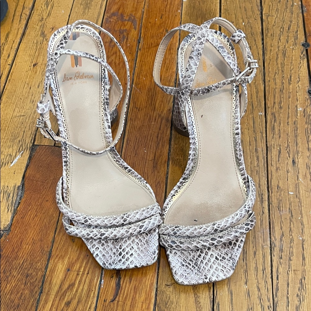 Sam Edelman Women's Snakeskin Heels - Gray